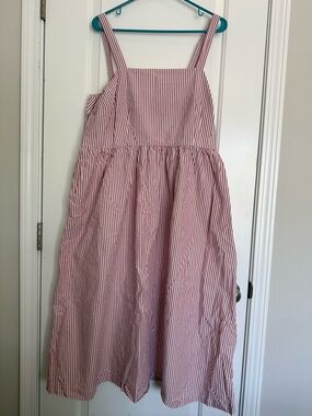 a new day Pink and White Striped Sundress
